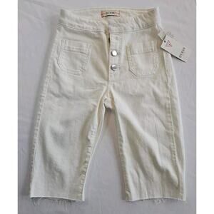 GUESS Women's Button Fly Denim Bermuda Shorts White Size 24‎ NWT
